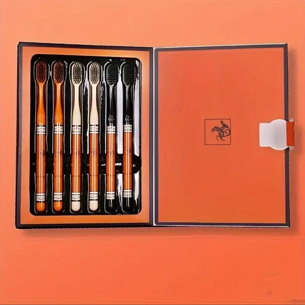 Toothbrush Set, 6pcs. Luxury Vibes, Nylon Bristles, Adult Brushes,Gift Boxed 🎁